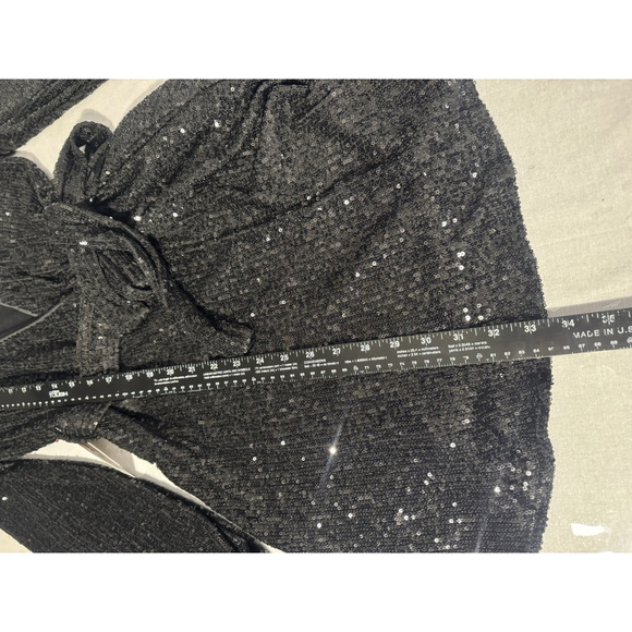 Bardot Bellissa Sequin Mini Wrap Dress Black Long Sleeve Formal Cocktail XS - Picture 7 of 9